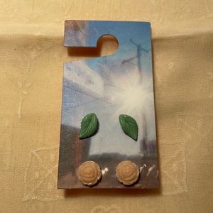 Urban Outfitters Rose and Leaf Stud Earrings